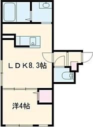恵庭市相生町新築RCマンション 1LDKの間取図画像