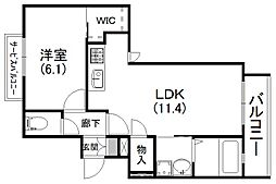 アンスリウム 1LDKの間取図画像