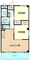 セラフィ西原 2LDKの間取図画像