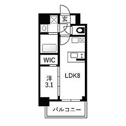 エスリードレジデンス ザ・グラン大阪福島クラス 1LDKの間取図画像