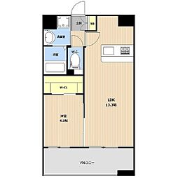 LIBTH・新町EAST 1LDKの間取図画像