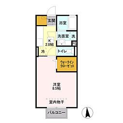 プリマベーラ 1Kの間取図画像