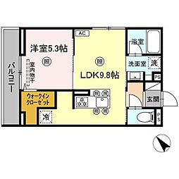DーROOM庚午中 1LDKの間取図画像