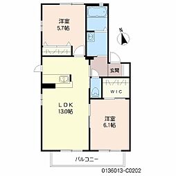 カーサ・ポルポC 2LDKの間取図画像