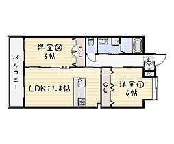 リード大手町 2LDKの間取図画像