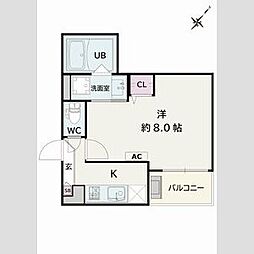 Jack imanariI 1Kの間取図画像