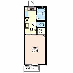 メゾンHIRO 1Kの間取図画像