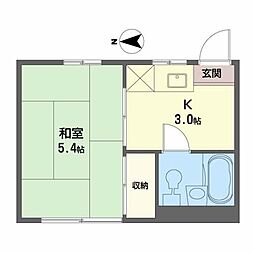 コーポロイヤル 1Kの間取図画像