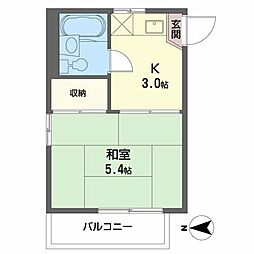 コーポロイヤル 1Kの間取図画像