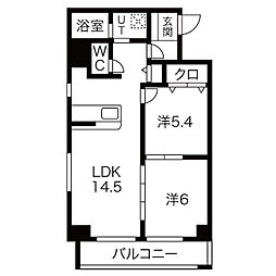 グランメールコート白銀 2LDKの間取図画像