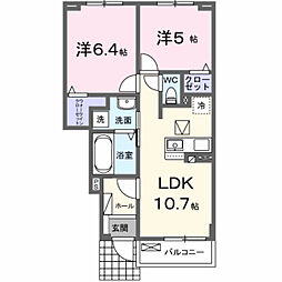 クラール倉治D 2LDKの間取図画像