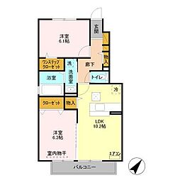 リバーサイドヒル373 2LDKの間取図画像