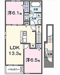 アンソレイユ 2LDKの間取図画像