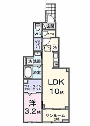 ネオ デフィ 1LDKの間取図画像