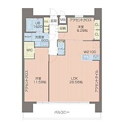 プレジオ北浜 2LDKの間取図画像