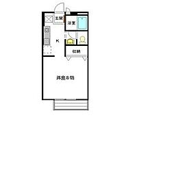 レジデンス草薙B 1Kの間取図画像