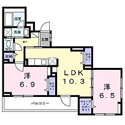 中宮町マンション(027390401) 2LDKの間取図画像