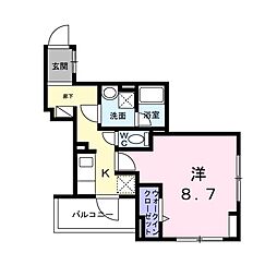 中宮町マンション(027390401) 1Kの間取図画像