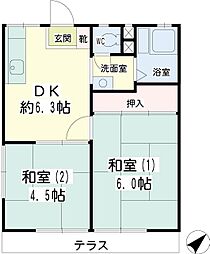 ハタハイツ 2DKの間取図画像
