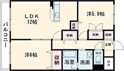 ローズヴィラ 2LDKの間取図画像