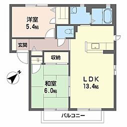 シャーメゾン黒川B 2LDKの間取図画像