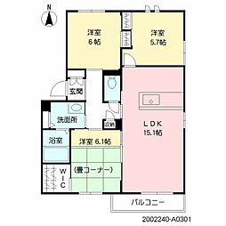RECOTT中島 3LDKの間取図画像