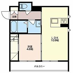 RAIN長土塀 1LDKの間取図画像