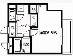 ドリームネオポリス北鴻池 1Kの間取図画像
