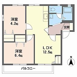フレグランス大石A 2LDKの間取図画像