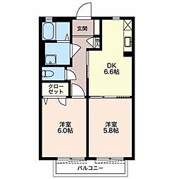ファミーユ21A 2DKの間取図画像