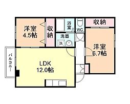 ぴあの 2LDKの間取図画像