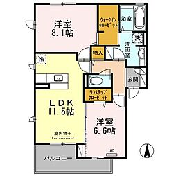 Re・EARTHの杜はな棟 2LDKの間取図画像