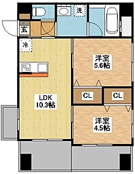 MODERNPALAZZO浦上駅前 2LDKの間取図画像