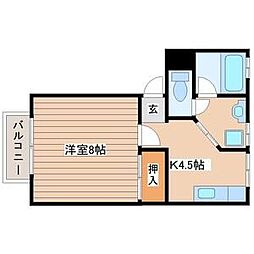 レジデンス黒木 1Kの間取図画像
