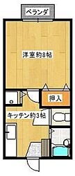 セジュールツジモト 1Kの間取図画像