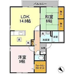 プラザルミエールB 2LDKの間取図画像