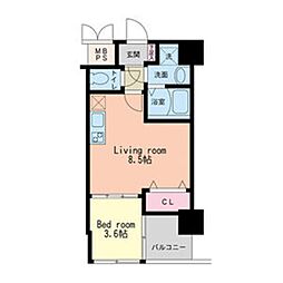 HS梅田EAST 1LDKの間取図画像