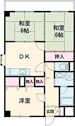 グリーン茨木 2LDKの間取図画像