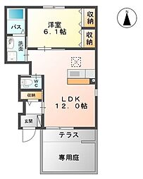 リバーサイドビューパレスK 1LDKの間取図画像