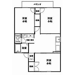 セジュールベル1番館 2LDKの間取図画像