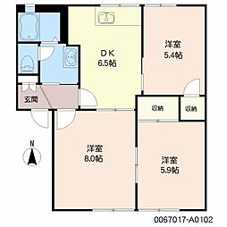 ベルハイツA 3DKの間取図画像