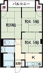 第3ひかりコーポ 3Kの間取図画像