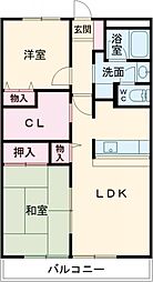 高砂ハイツ石原 2SLDKの間取図画像