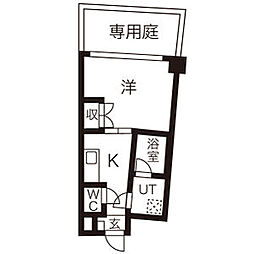 カーサヨサミ 1Kの間取図画像
