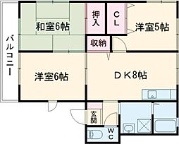 サンハイム横枕 3DKの間取図画像