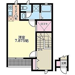 栄町花水木A棟 ワンルームの間取図画像