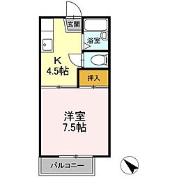 アペックス伏見B 1Kの間取図画像