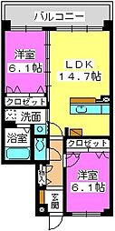 ソルベルデ五条 2LDKの間取図画像
