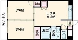 エクシード久万ノ台 2LDKの間取図画像