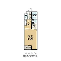 ムサイ 1Kの間取図画像